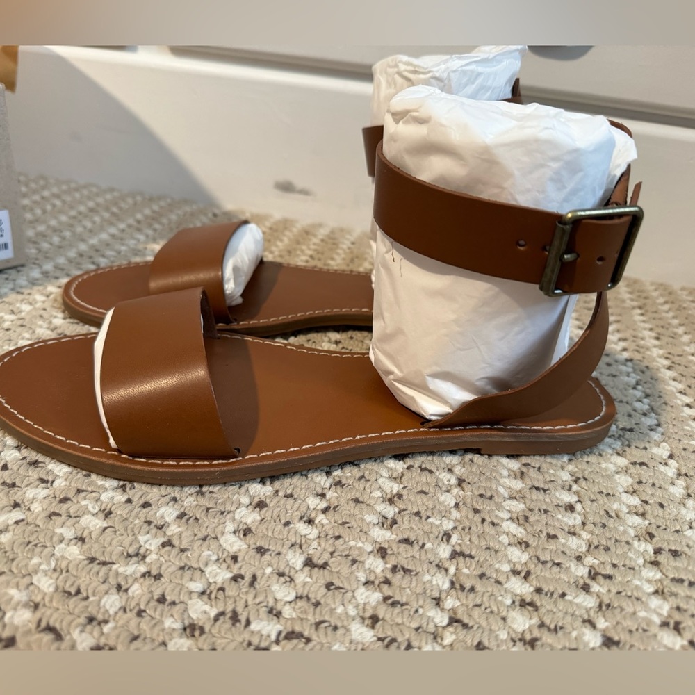 Madewell The Boardwalk Ankle-strap Sandal in Leather, English Saddle Color